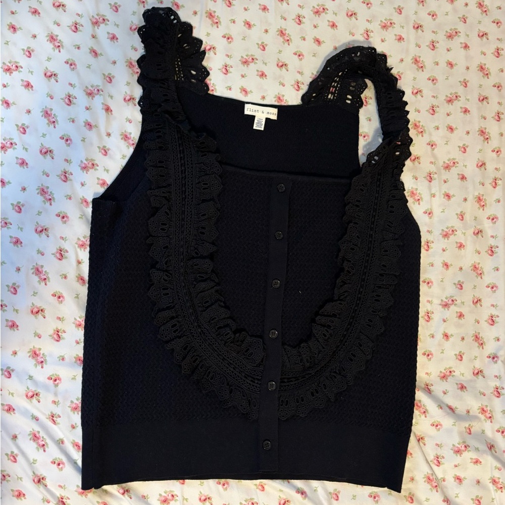 Ruffle lace trim tank